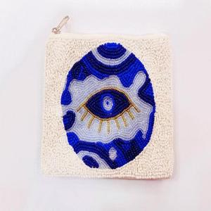 Monedero Pequeño de Cuentas Bohemio, Hecho a Mano, Ecológico y Duradero, con Diseño de Ojo y Flores Bordados, Cierre de Cremallera, Estilo Unisex - Product Image 6