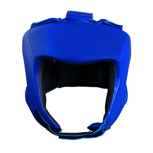 Protector de Cabeza de Boxeo Azul con Logotipo Personalizado, Casco Protector de Cuero PU con Cierre de Velcro - Product Image 1