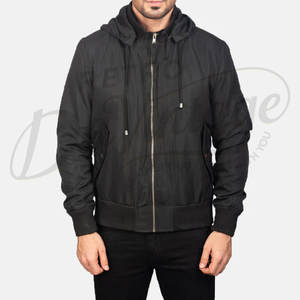Chaqueta Bomber Negra Personalizada para Hombre, Ligera, Cortavientos, Informal, Estilo Varsity, Ajustada, con Cierre - Product Image 3