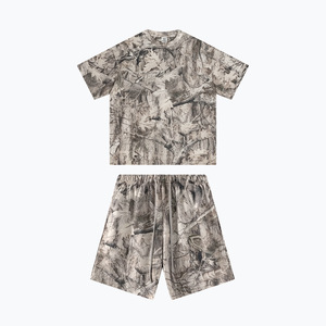 Ensemble T-shirts et Shorts d'été pour Hommes, Personnalisable, Surdimensionné, Vintage, en Spandex/Coton, Tricoté, Séchage Rapide, Style Casual - Product Image 2