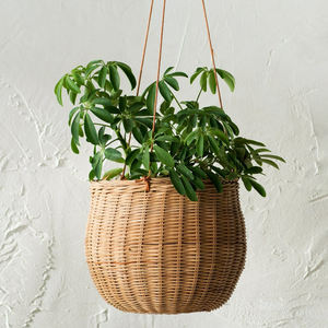 Support de jardinière suspendu jardinières en rotin naturel faites à la main pour les décorations de jardin intérieur de maison intérieure - Product Image 6