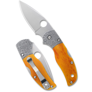 Couteaux pliants orange haut de gamme avec bolster métallique décoratif gravé, lame argentée lisse, clip de poche compact et design élégant - Product Image 1