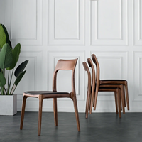 Chaise de salle à manger pliable moderne en bois avec siège en similicuir, design mi-siècle pour la maison, le bureau et l'appartement