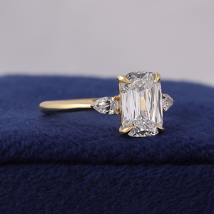 Bague de fiançailles en diamant de laboratoire Ashoka de 2 carats, taille croisée, or massif 14 carats, trois pierres, bijoux de luxe pour mariage et fête - Product Image 2