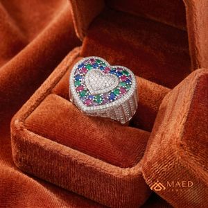 925 Sterling <b>Silver</b> Baguette Cut Multicolor Moissanite Luxury Hip Hop Engagement <b>Statement</b> <b>Ring</b> for Men's Wedding Gift - Product Image 5
