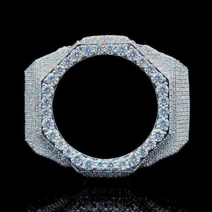 Lunette de montre de luxe en acier inoxydable octogonale avec cristaux étincelants, cadre de protection personnalisé pour homme, style Hip Hop - Product Image 6