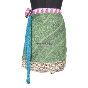 Minifalda Cruzada de Doble Capa con Estampado Bohemio para Mujer, Estilo Tradicional, Informal, para la Playa - Product Image 1