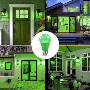 Paquete de 2 bombillas de luz roja y verde con base E26 de 9 W (equivalente a 60 W), iluminación para fiestas, bodas, porche, decoración del hogar, 2 unidades - Product Image 2