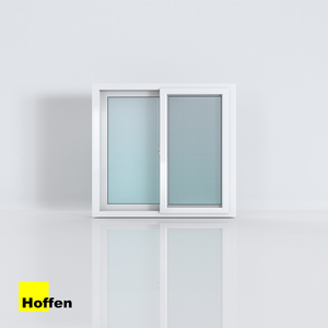 หน้าต่างบานเลื่อนคู่ HOFFEN PLUS PVC ขนาด 120x110 ซม. สีขาว พร้อมมุ้งไฟเบอร์กลาส กันเสียง กันน้ำ และฉนวนกันความร้อนแบบพับได้ - Product Image 2