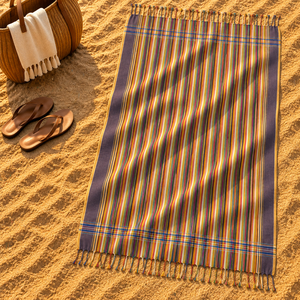 Serviette Kikoy en coton tissé multi-rayures Sandex Corp - Écologique, super absorbante, design moderne de luxe, pour la plage toute l'année - Product Image 5