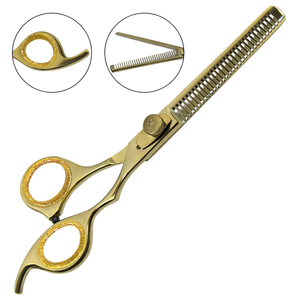 Hair Thinning <b>Shears</b> 6.5 Inch Gold Plasma Coating Stainless Steel Barber Texturizing Scissors Professional Salon Grooming <b>Tool</b> - Product Image 1