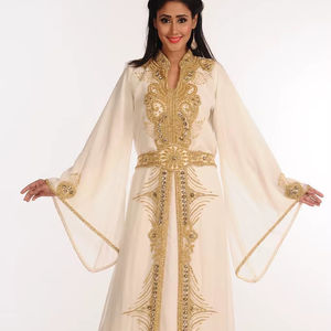 Vêtements islamiques traditionnels musulmans de Dubaï, kaftan abaya jubbah grande taille, longueur au sol, col haut, manches longues, mode féminine - Product Image 1