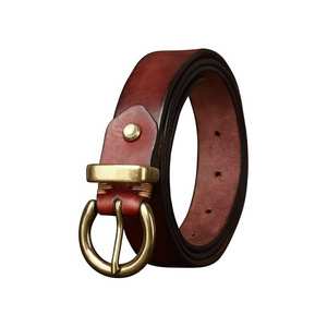 เข็มขัดหนังพิมพ์โลโก้แบบกำหนดเอง ผิวเรียบเนียน พร้อมตกแต่งโลหะ สไตล์เรโทร พร้อมหัวเข็มขัดวินเทจ - Product Image 6