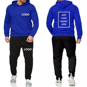 Conjunto Deportivo de Hombre con Sudadera con Capucha Negra de Forro Polar Ecológico, Pantalones Deportivos, Manga Larga, Color Sólido, Diseño con Bolsillos, Transpirable, para Invierno - Product Image 4