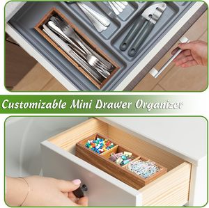 Boîte de rangement pour sachets de thé en bois d'acacia blanchi moderne, finition polie, poignées personnalisées, 3 compartiments multifonctions, cuisine en bois - Product Image 5