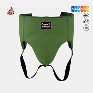 OMIKA INTERNATIONAL Protège-entrejambe de boxe professionnel unisexe - Protection en cuir résistant aux chocs pour MMA, mousse haute densité, logo personnalisé - Product Image 1