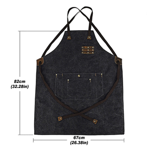 Tablier professionnel en toile cirée durable avec fermeture éclair, réglable à porter en croix sur le dos, pour chef, barbier, charpentier, atelier, équipement utilitaire LCA-0014 - Product Image 4