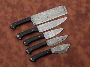 Ensemble de couteaux de chef en acier Damas 5 pièces, manche en bois, couteaux de cuisine professionnels pour la maison et la restauration, vente chaude - Product Image 3
