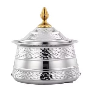 Casserole de luxe en acier inoxydable avec couvercle, poignée dorée, pot de service, bol de rangement pour roti et chapati, vaisselle pour hôtel et restaurant - Product Image 2