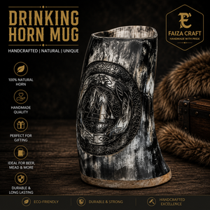 Mug en corne naturelle Vinking - Écologique et léger, poli, style américain FAIZACRAFT pour vin, bière et fêtes - Product Image 5