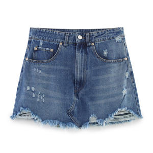 Wholesale <b>womens</b> <b>blue</b> <b>jean</b> mini skirt custom supplier for boutiques US summer collections OEM bulk US - Product Image 4