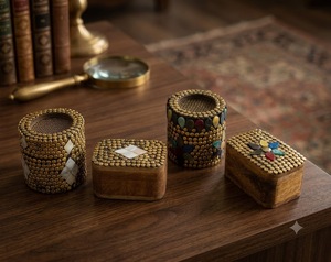 Porte-encens en bois artisanal, support mosaïque pour bâtonnets d'encens, diffuseur décoratif d'aromathérapie pour la décoration intérieure - Product Image 3