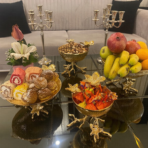 <b>Tree</b> <b>Branch</b> Flower Shape Golden Color Decorative Most Fancy Aluminum Metal Latest Fruit Serving Bowl Japanese - Product Image 1