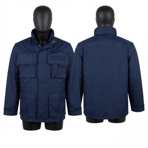 Premium 240 GSM Polyester Security Jacket Weatherproof Utility <b>Coat</b> Custom Logo <b>PVC</b> Patch Navy Blue Uniform Multi Pocket - Product Image 1