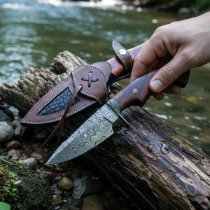 Hunting Knife 150 Layer Damascus Steel Straight Half Tang Rosewood Handle 10-inch Industrial Grade <b>Multi</b>-Functional <b>Camping</b> - Product Image 5