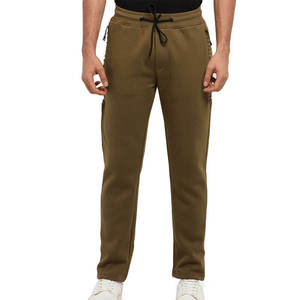 Pantalon de survêtement vert olive pour homme, taille élastique, cordon de serrage, poches latérales, tricoté, décontracté, pour l'automne - Product Image 4
