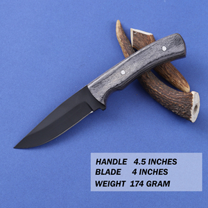 Cuchillo Táctico de Hoja Fija de Acero al Carbono con Recubrimiento en Polvo, Cuchillo de Caza y Camping con Funda, Personalizado OEM, Madera Pakka - Product Image 2