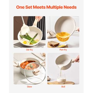Set di Pentole Antiaderenti in Granito da 19 Pezzi, Compatibile con Induzione, in Acciaio, per Cucina e Camper, Padelle e Pentole per Salse - Product Image 4