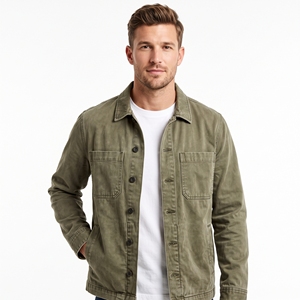 Veste en sergé délavé pour homme, style décontracté, idéale pour l'été, fabrication OEM/ODM, vente en gros, personnalisation usine, faible MOQ - Product Image 1