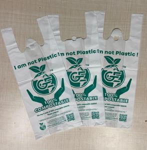 <b>Compostable</b> Corn Starch T Shirt <b>Bag</b> Biodegradable Plastic Free Shopping Carrier for Supermarket Restaurant Takeaway - Product Image 3
