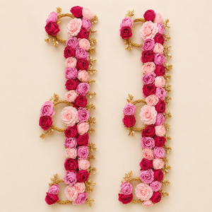 Guirnalda Floral Artificial Hecha a Mano con Rosas Rosadas y Anillo Dorado de Acrílico para Decoración de Bodas y Hogar Festivo - Product Image 2
