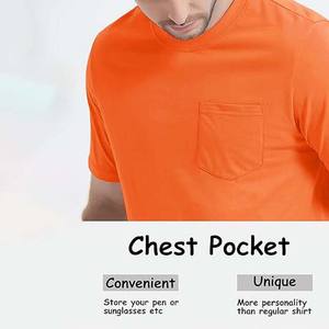 Camisetas de Hombre de Color Naranja, de Poliéster/Algodón, con Estampado Personalizado, Bolsillos en el Pecho, Manga Corta, Transpirables, de Secado Rápido, para Uso Casual de Verano - Product Image 4