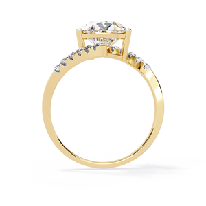 Anillo de Diamantes en Forma de Lágrima con Banda de Diamantes Trenzados, Oro Amarillo de 14k, 2.5 CT, Certificado IGI, Anillo de Boda en Forma de Pera - Product Image 3