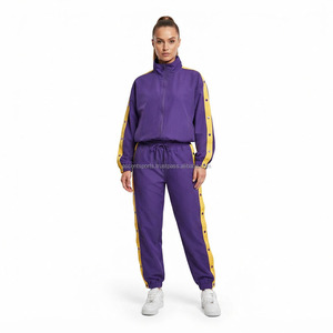 Wholesale Women's Windbreaker Tracksuit Custom Nylon Two Piece Set OEM ODM <b>Track</b> <b>Jacket</b> Pants Sportswear Fitness Wear Activewear - Product Image 1