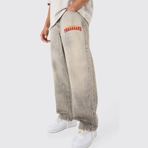 Últimos pantalones vaqueros de mezclilla lavada de alta calidad para hombre, pantalones casuales de corte recto y holgado con bordados vintage estilo hip hop - Product Image 1