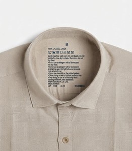 Camisa de Manga Larga para Hombre Enovate, Color Sólido, Verano, Informal, Tejido de Lino, Transpirable, Beige Claro - Product Image 5