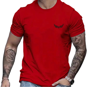 เสื้อยืดแขนสั้นสีขาวสำหรับผู้ชาย พิมพ์ลายปีกโลโก้ ทรงเข้ารูป คอกลม ผ้าเจอร์ซีย์คอตตอน ระบายอากาศได้ดี ดีไซน์ลำลอง - Product Image 6