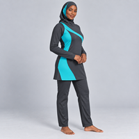 Ensembles de burkinis islamiques modestes personnalisés pour femmes, bas à coupe haute, logo sur le devant, respirant, séchage rapide, ensemble burkini 3 pièces modeste