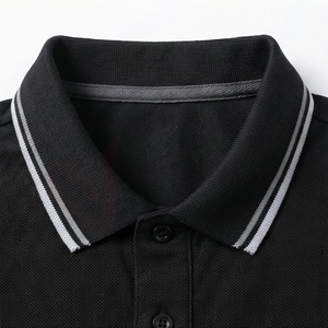Polo à manches courtes pour homme, noir, 100% coton piqué, respirant, coupe classique, design tricoté uni - Product Image 4