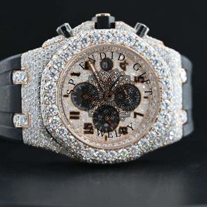 Splendide montre de luxe avec diamants, bracelet en moissanite/argent de 28 mm, mouvement à quartz analogique ETA, cadran à chiffres romains, saphir - Product Image 3