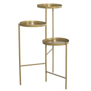 Soporte de planta de metal dorado de tres niveles para decoración del hogar - Product Image 4