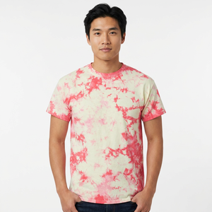Camiseta de Manga Corta para Hombre, Tie-Dye, Corte Regular, Cuello Redondo, Diseño Casual de Punto de Algodón, Patrón Rojo y Blanco - Product Image 4