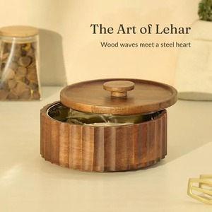 Plat à gratin rond en bois moderne avec couvercle émaillé, écologique, isolé, antiadhésif, design contemporain - Product Image 2