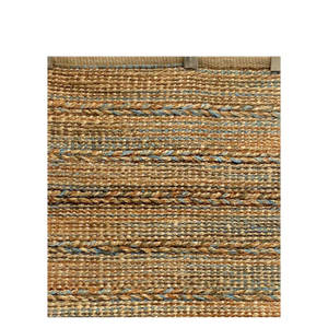 Handmade Striped Jute Area Rug Brown/Blue Natural <b>Fiber</b> Turned Tool <b>Product</b> - Product Image 6