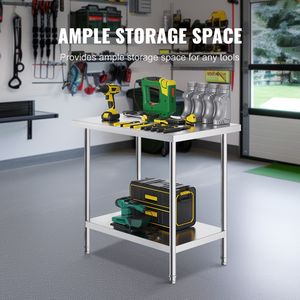 Tavolo da Preparazione in Acciaio Inox 24x36x34 con Capacità di Carico di 340 Kg e 3 Altezze Regolabili (Lavello Incluso) - Product Image 4