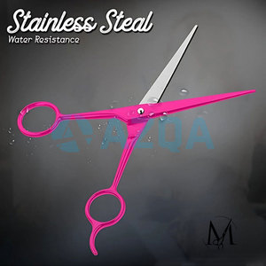 Stainless Steel 6.5 Inch Pink Coated Hairdressing Scissors With Ergonomic Handle And Silicon Finger <b>Rings</b> - Product Image 3